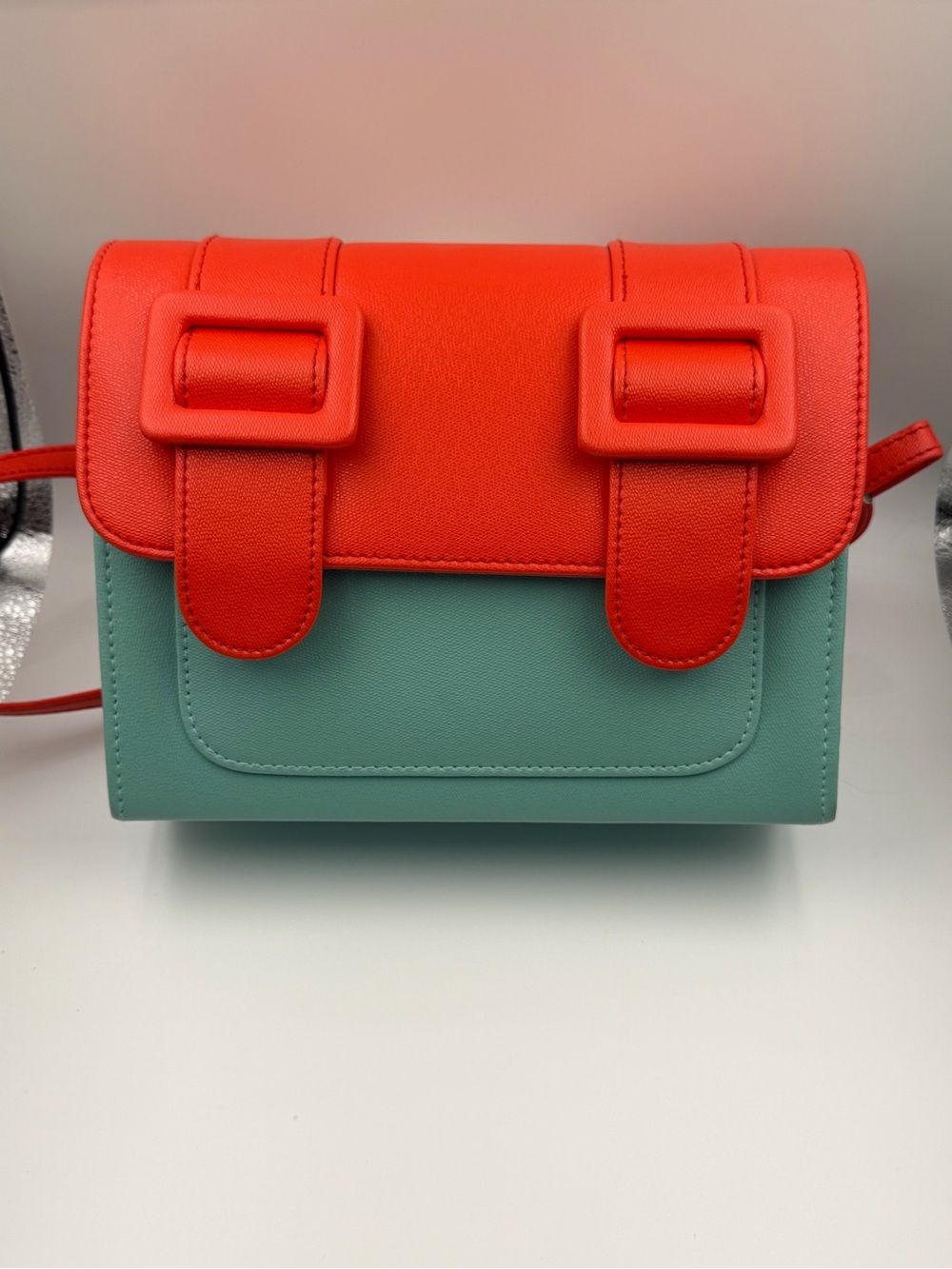 MERIMIES Thailand Colorblock Satchel Crossbody Bag Red Mint